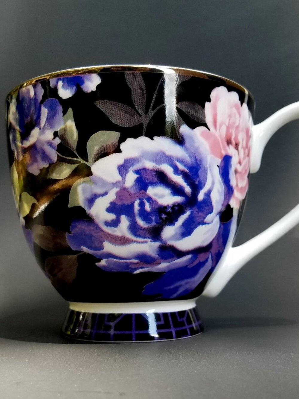 Portobello by Inspire Purple Pink Peony Black Mug
